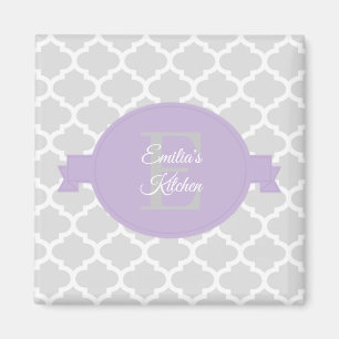 Lavender Quatrefoil Personalisiert Magnet