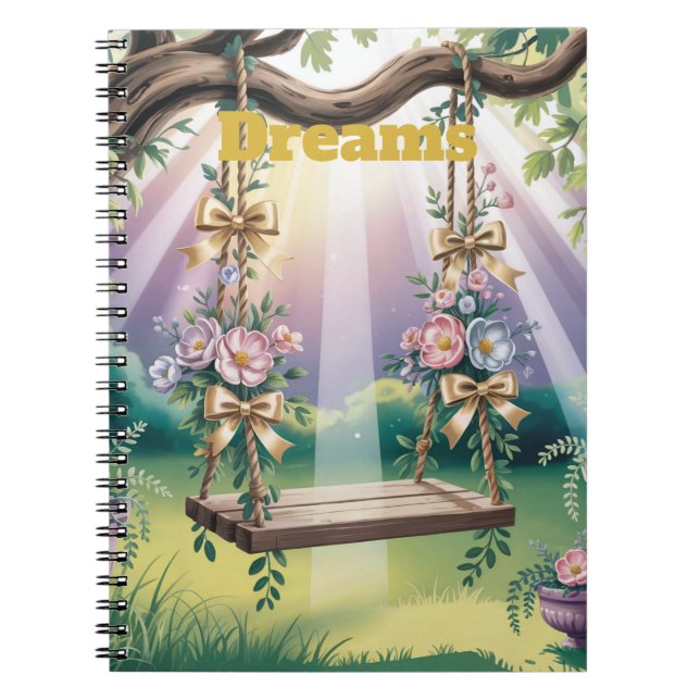 Lavender Rays Tree Swing Dream Notebook Notizblock (Vorderseite)