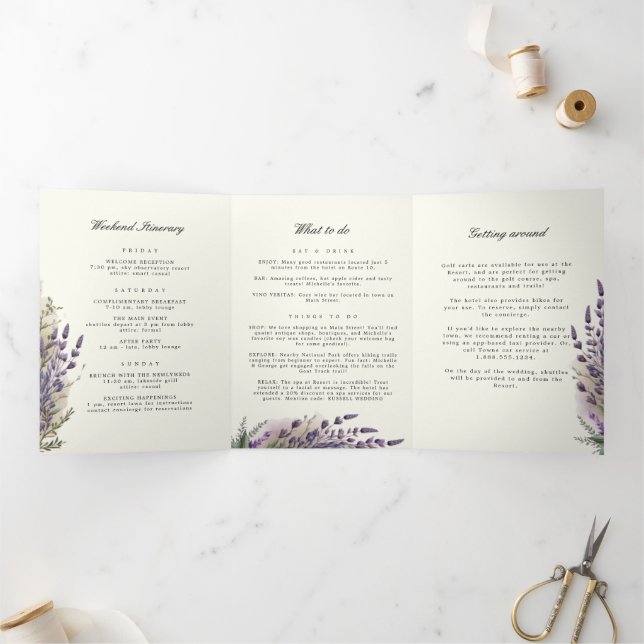 Lavender Regal Folded Wedding Programm (Innenseite)