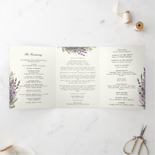 Lavender Regal Programme de mariage plié
