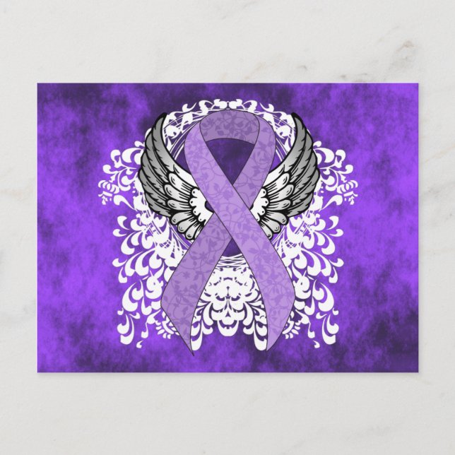 Lavender Ribbon mit Flügeln Postkarte (Vorderseite)