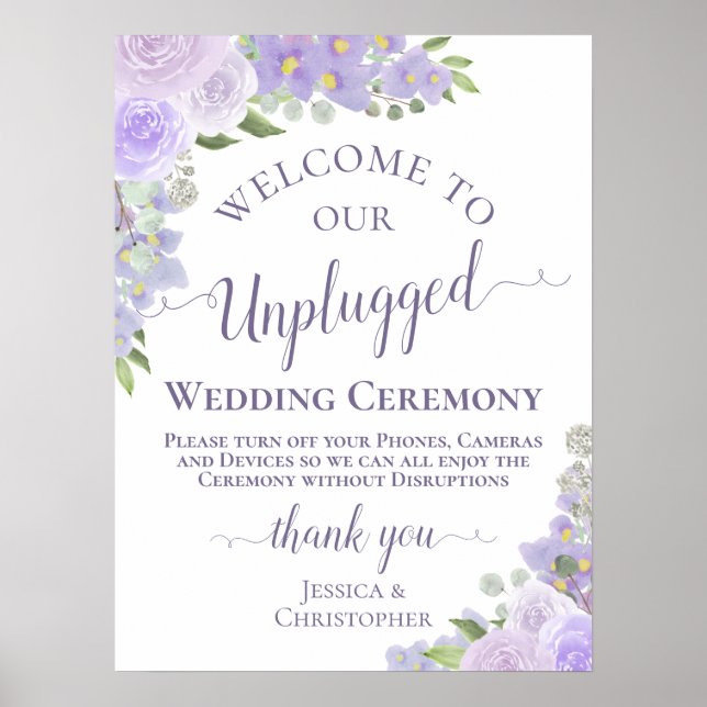 Lavender Rose Chic Unplugged Wedding Zeremonie Poster (Vorne)
