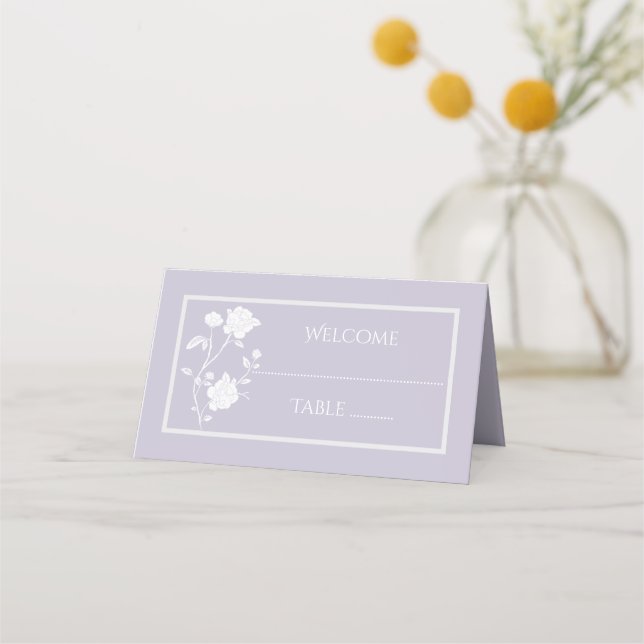 Lavender Rose Empfang Platzkarte (Vorderseite)
