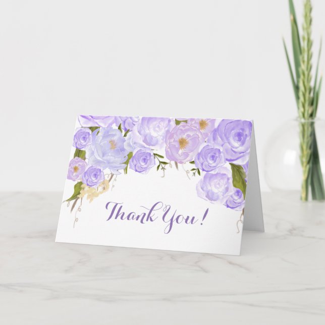 Lavender Rose floral Vielen Dank Dankeskarte (Vorderseite)