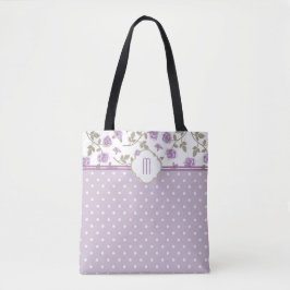 Lavender Rose Polka Dot Monogramm Tasche