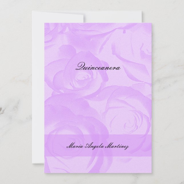 Lavender Rose Quinceanera Einladung (Vorderseite)