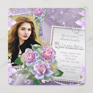 Lavender Rose Quinceanera Einladung