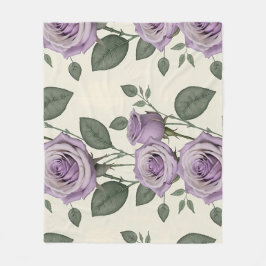 Lavender Roses With Silver And Green Leaves Fleecedecke