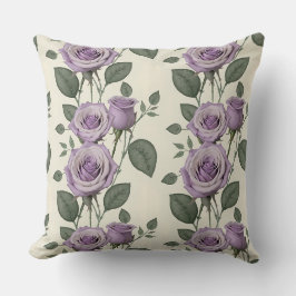Lavender Roses With Silver And Green Leaves Kissen