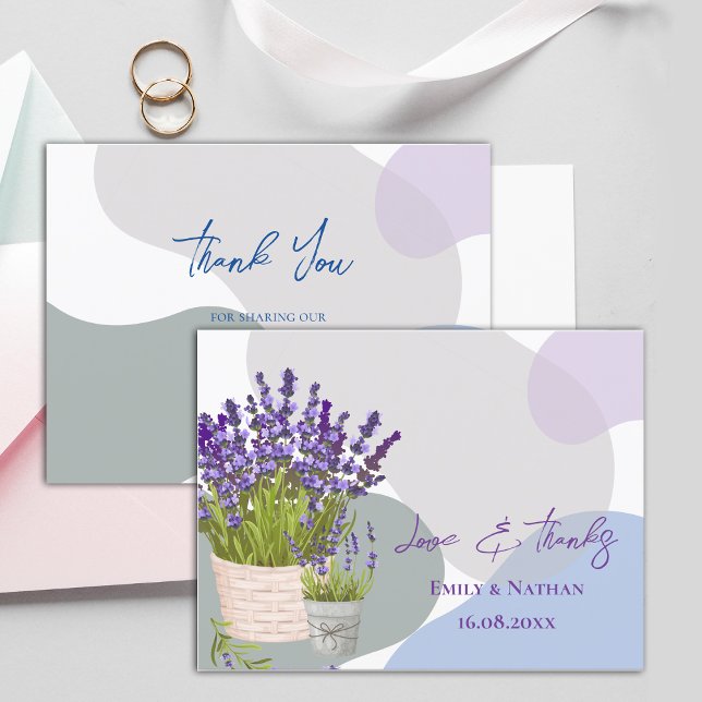 Lavender Rustic Lila Floral Wedding Vielen Dank Postkarte (Pretty Purple Lavender Flowers Wedding Thank you Postcard)