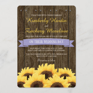 LAVENDER RUSTIC SUNFLOWER WEDERINVITATION EINLADUNG