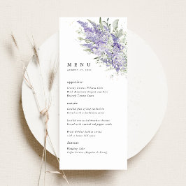 Lavender & Sage Green Floral Wedding Dinner Menükarte