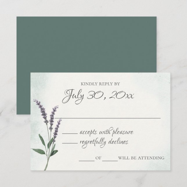 Lavender Sage Wedding Response Card RSVP Karte (Vorne/Hinten)