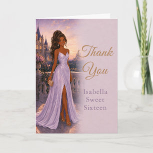 Lavender-Schloss-Sweet-Sixteen-Dankeskarten Dankeskarte