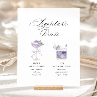 Lavender Signature Drinks Wedding Sockelschild