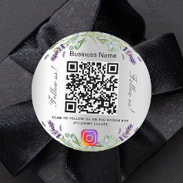 Lavender silberne florale Business qr Code-Einführ Runder Aufkleber