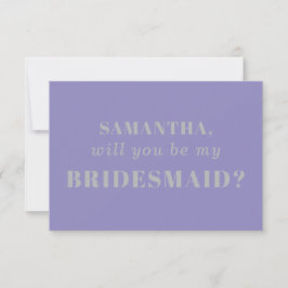 Lavender Silver be my bridesmaid Einladung