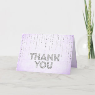 Lavender & Silver Glitzer Look Danke Karte