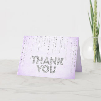 Lavender & Silver Glitzer Look Dankeschön Karte