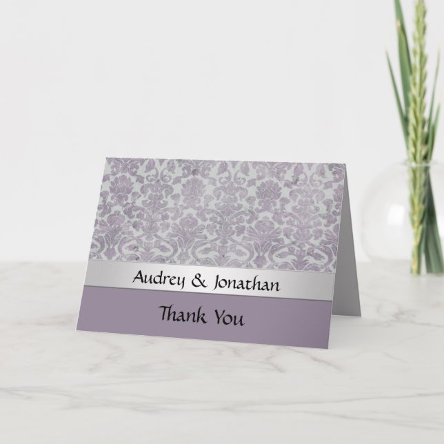 Lavender Silver Grunge Look Damask Danke (Vorderseite)