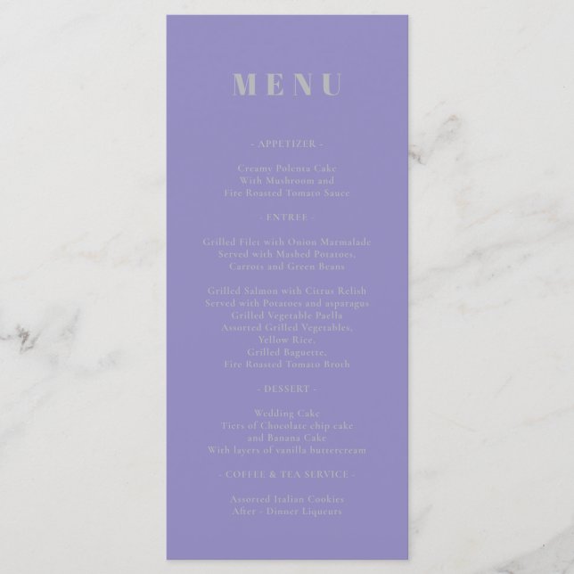 Lavender Silver Menu Simple (Devant)