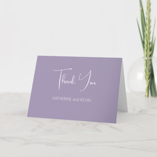 Lavender Simple Wedding Dankeschön Card Dankeskarte (Vorderseite)