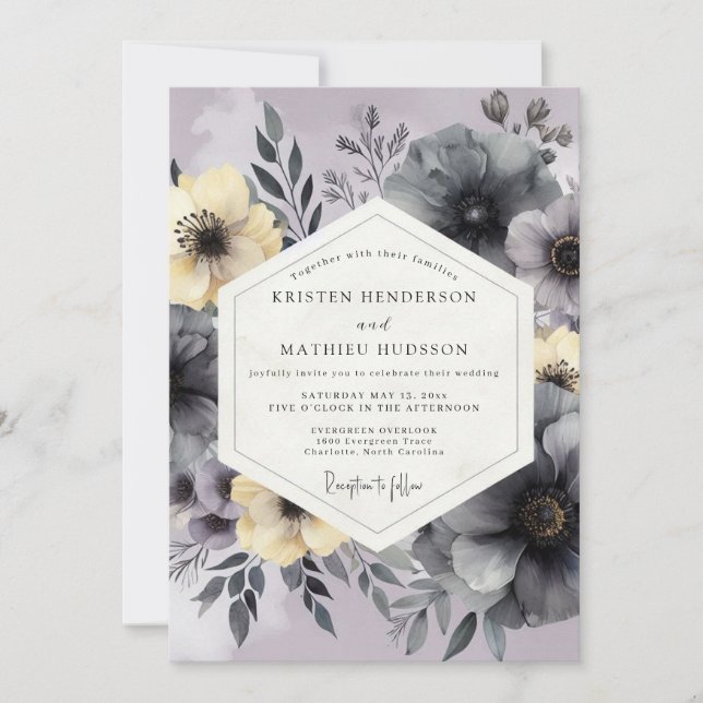 Lavender Slate Painterly Wedding Einladung (Vorderseite)