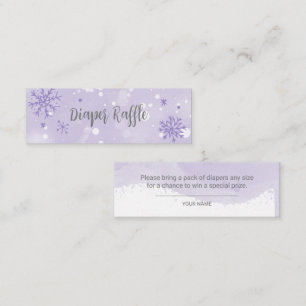 Lavender Snowflakes Babydusche Windelwanne Raffle  Mini Visitenkarte