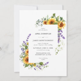 Lavender Sonnenblumen Blumenrahmen Einladung Hochz