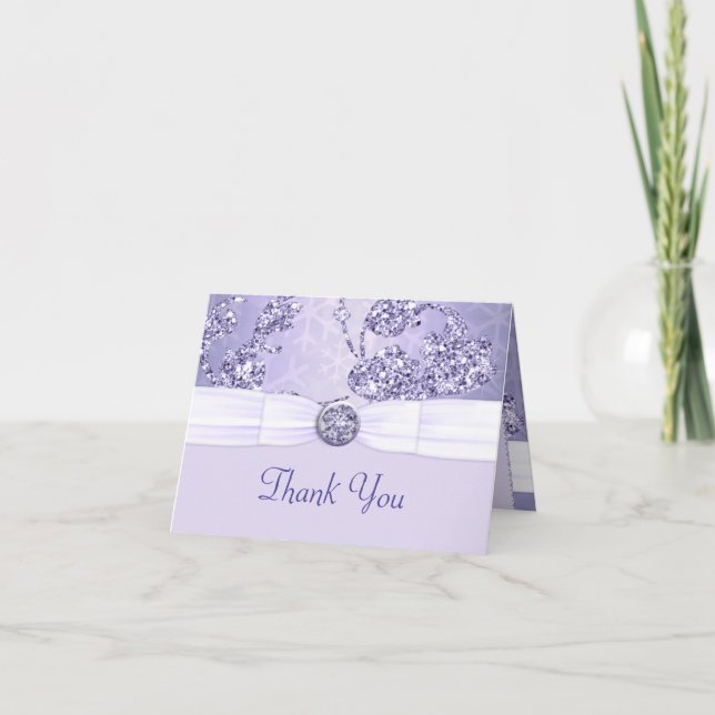Lavender Sparkle Wonderland Wedding Dankeskarte (Vorderseite)