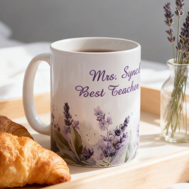 Lavender Spring Floral Best Teacher Appreciation Kaffeetasse (Von Creator hochgeladen)