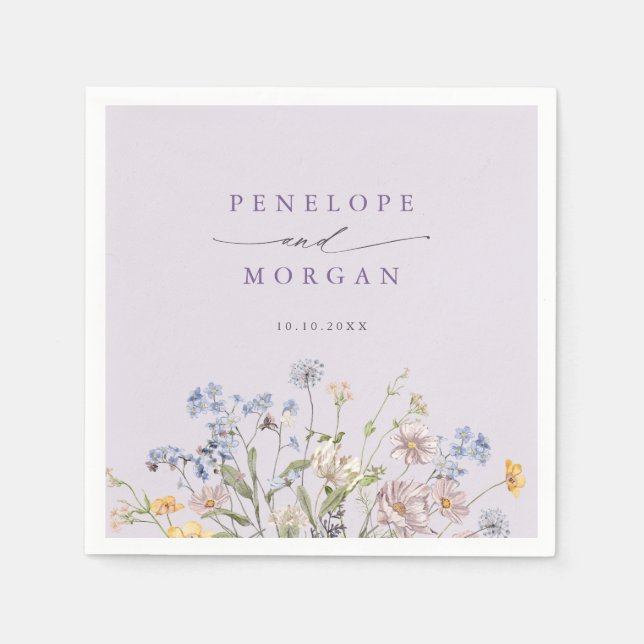 Lavender Spring Wildflower Meadow Garden Wedding  Serviette (Vorderseite)