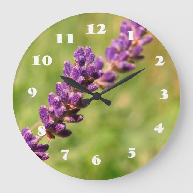 Lavender Stalk Foto Wall Clock Große Wanduhr (Vorderseite)
