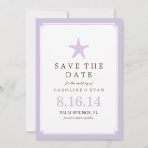 Lavender Starfish Hochzeit Speichern Sie das Datum Save The Date
