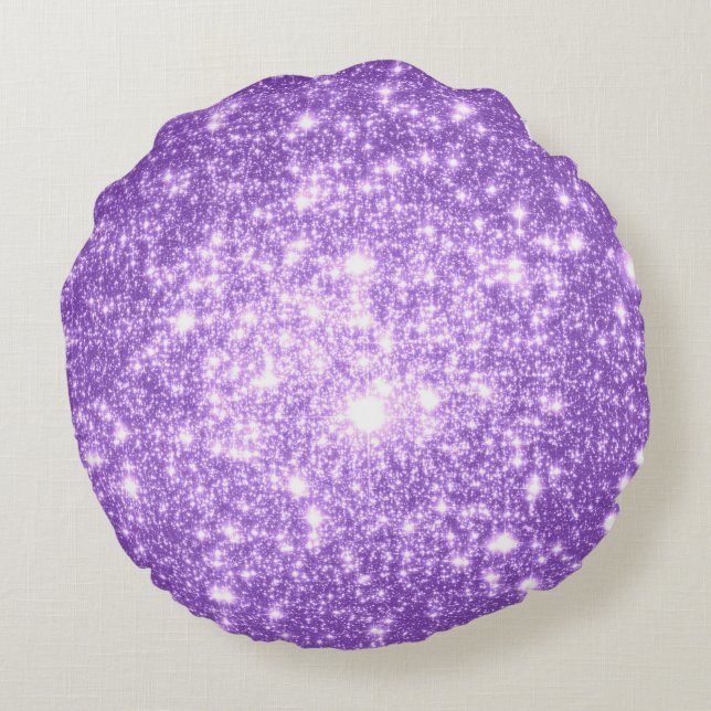 Lavender Stars Rundkissen Rundes Kissen (Rückseite)