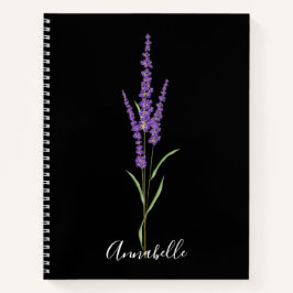 Lavender Stem auf Black | PERSONALISIERT Notizbuch