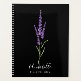 Lavender Stem auf Black | PERSONALISIERT Planer