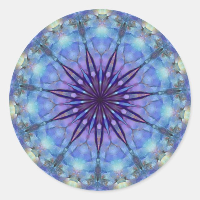 Lavender Sternexplosion Mandala Round Stickers (Vorderseite)