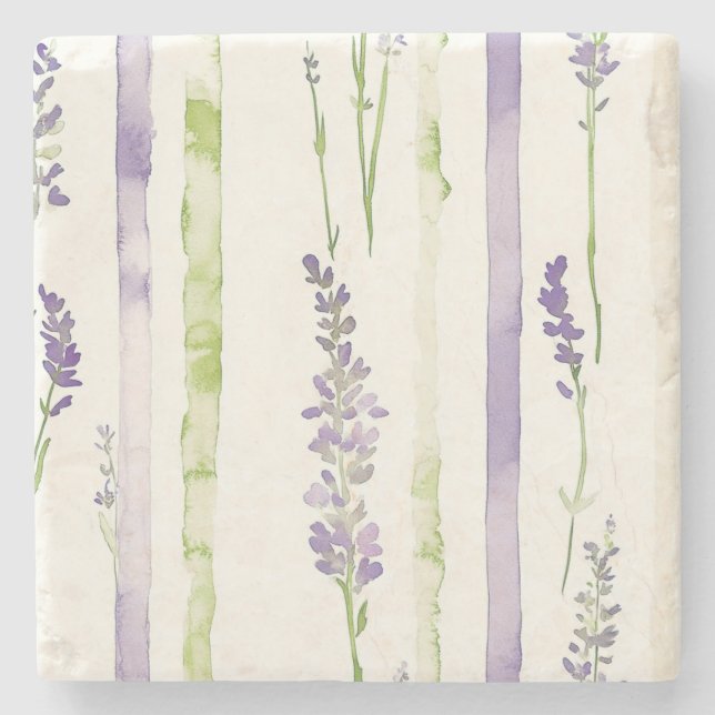Lavender Stripes Floral   Steinuntersetzer (Vorderseite)