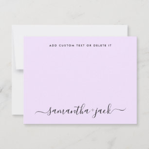 Lavender Stylish Script Elegant Minimalistisch Mitteilungskarte
