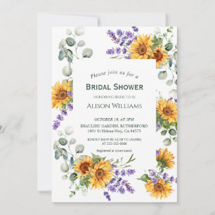 Lavender Sunflower Bridal Dusche Einladung