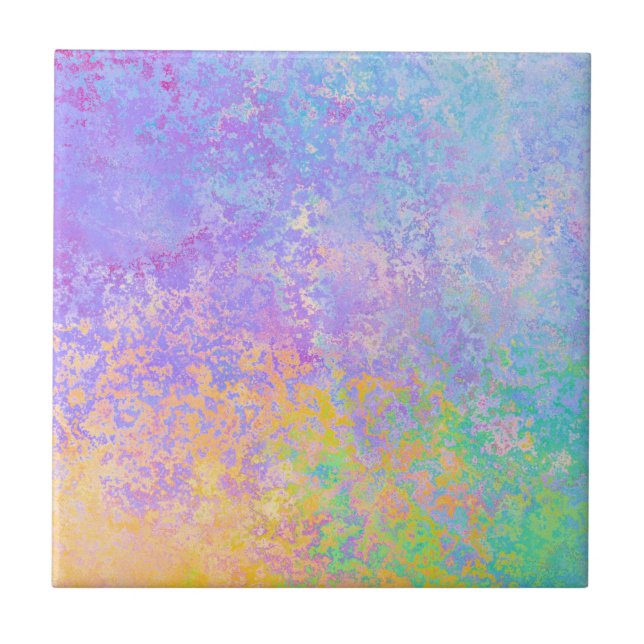 Lavender Sunrise Pastel Neon Alkohol Tinte Abstrak Fliese (Vorderseite)