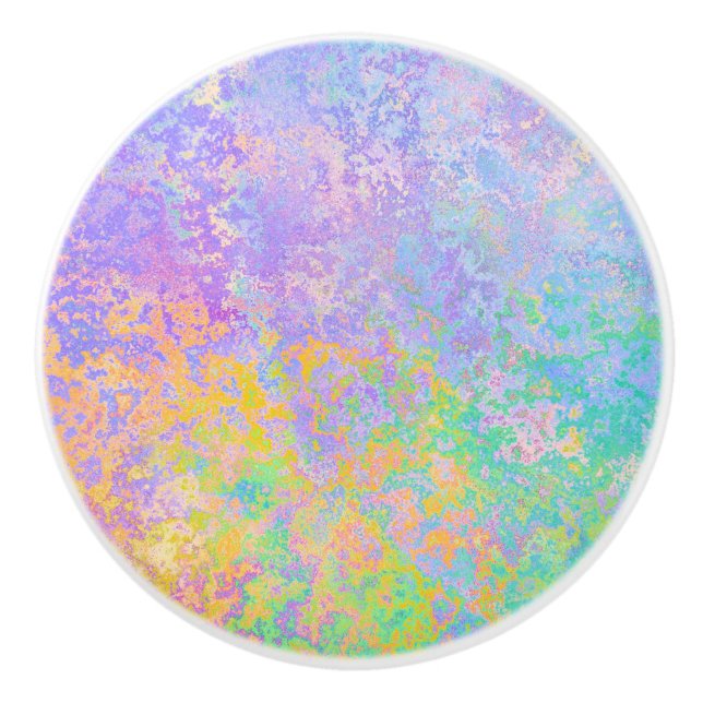 Lavender Sunrise Pastel Neon Alkohol Tinte Abstrak Keramikknauf (Vorderseite)