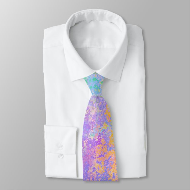 Lavender Sunrise Pastel Neon Alkohol Tinte Abstrak Krawatte (Gebunden)