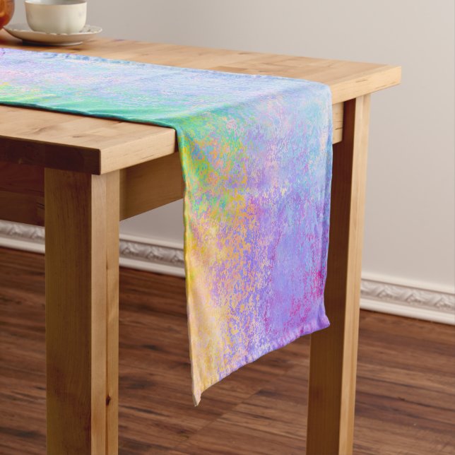 Lavender Sunrise Pastel Neon Alkohol Tinte Abstrak Kurzer Tischläufer (Beispiel)