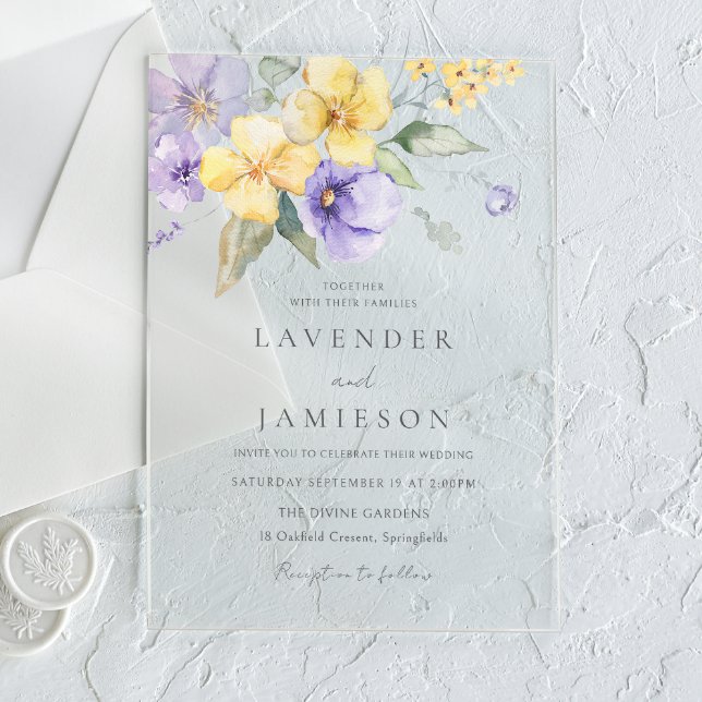 Lavender & Sunshine Floral Summer Wedding Acryleinladungen (Von Creator hochgeladen)