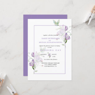 Lavender Sweet Peas Floral Wedding Einladung