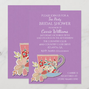 Lavender Tea Cup Invitation de la douche nuptiale