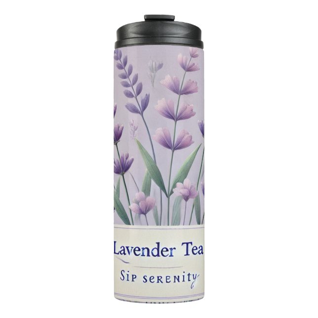 Lavender Tea Design AI Art Thermosbecher (Vorderseite)