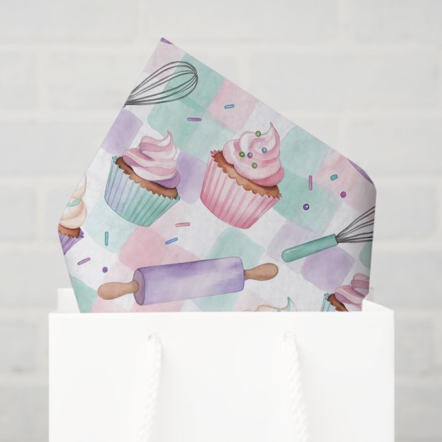 Lavender Teal Cupcake Whimsical Baking Seidenpapier (Geschenktüte)